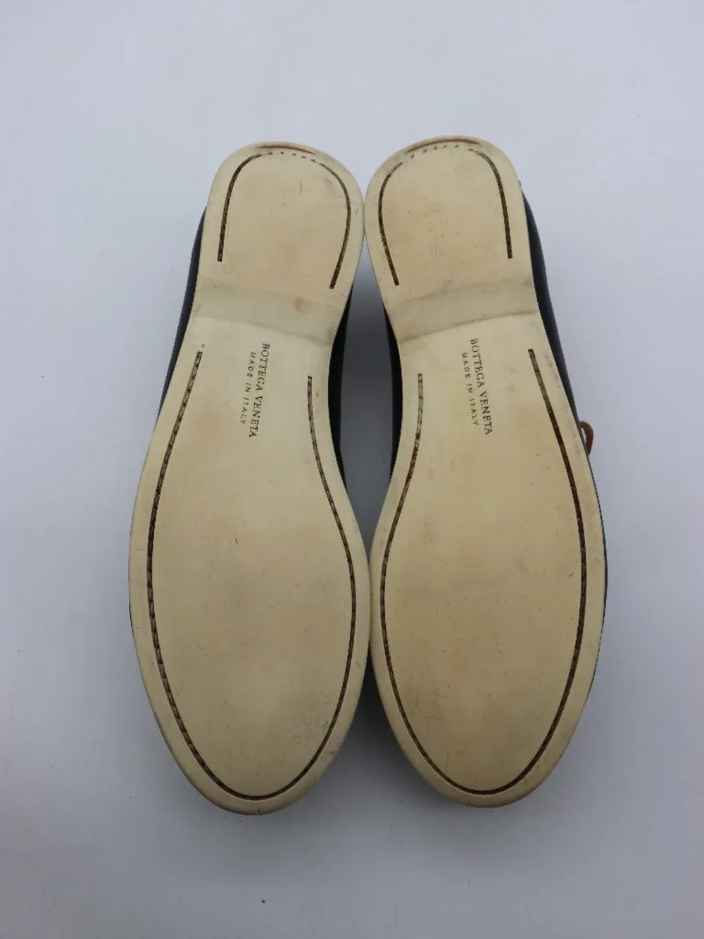 Bottega Veneta Boat Shoes Men's Size EU 44.5 Navy Leather Lace Up Loafers Italy